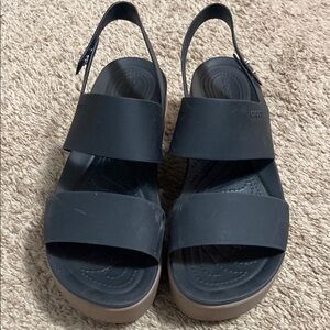 Litestride by Croc Black Minimalist Slide Sandals with Waterproof Design